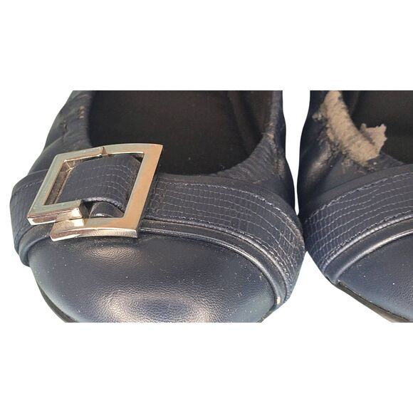 Abella Navy Silver Buckle Flats Memory Foam Insole for Comfort Shoes Womens 7.5 - Picture 4 of 7